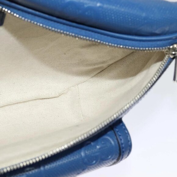 GUCCI GG Emboss Body Bag Silver Blue 645093 Auth am8486 - Picture 10 of 16